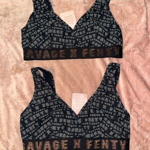 Savage X Fenty Black and Gray Wireless Logo Bralette
